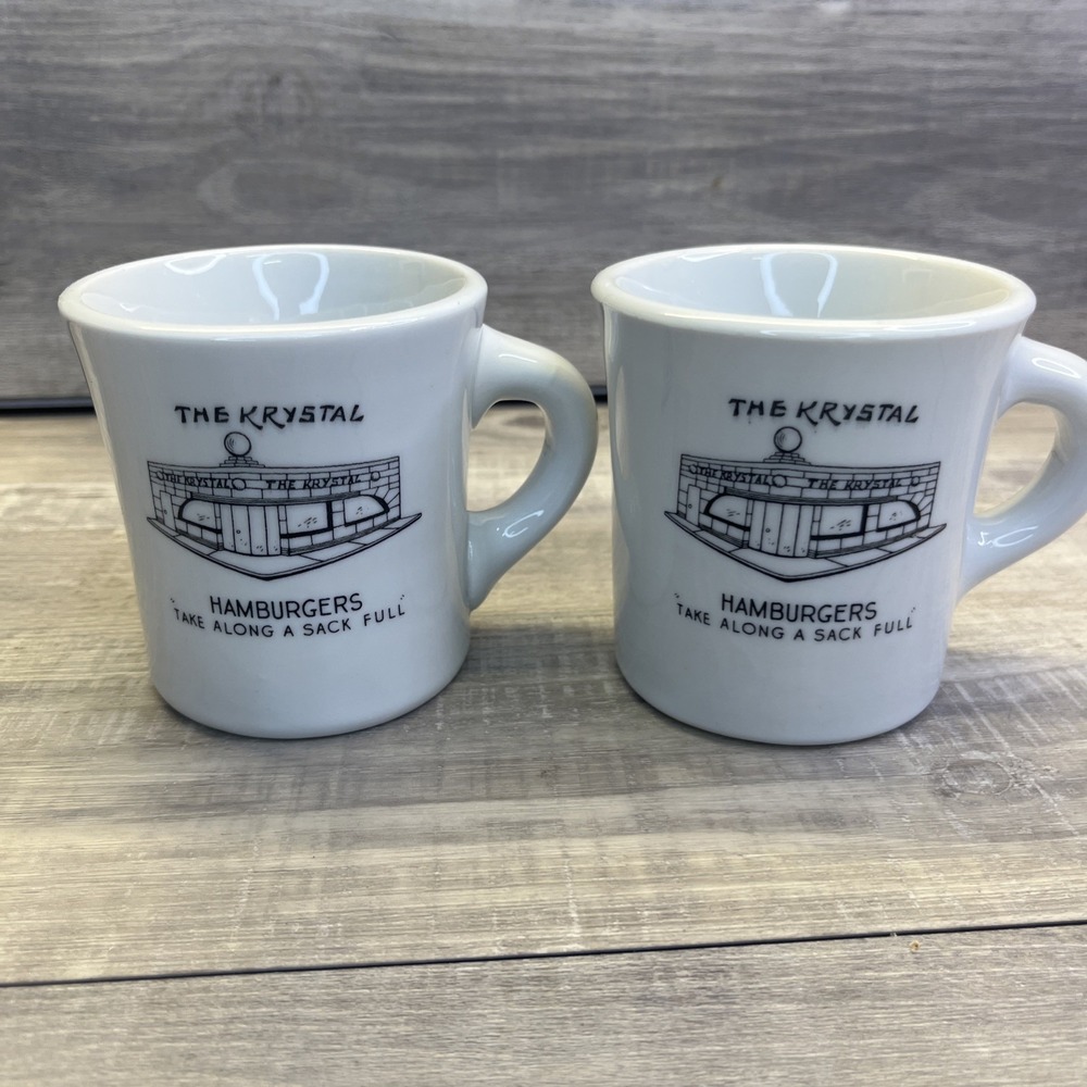 The Krystal Hamburger Coffee Mug Shenango China USA Take Along Vintage Set 2